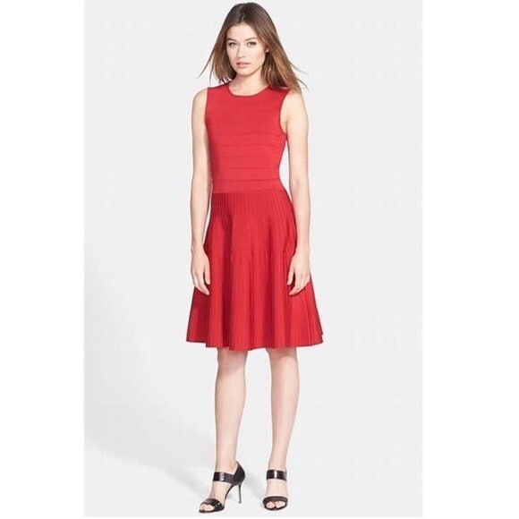 Pink Tartan Ribbed Fit and Flare Vampy Dress in Red XS NWOT - Picture 1 of 10